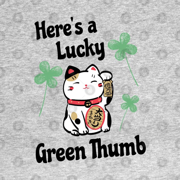 Funny St Patricks Day Lucky Leprechaun Shamrock Cat Lucky Green Thumb by Mochabonk